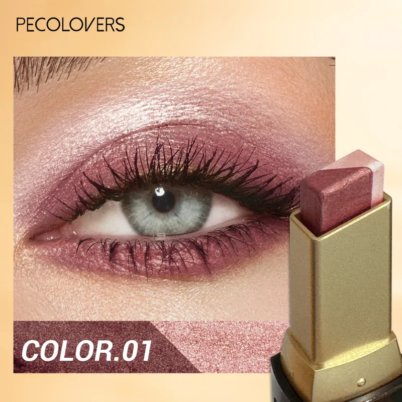 1Pc Dual-Color Eyeshadow Stick Blendable Eye Color For Daily Makeup Brown And Pink Cosmetic Eye Makeup Product