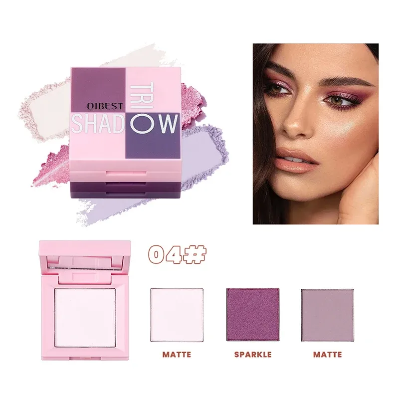1 piece three in one eye shadow palette portable makeup matte and shiny finish multi-functional neutral tone easy to mix