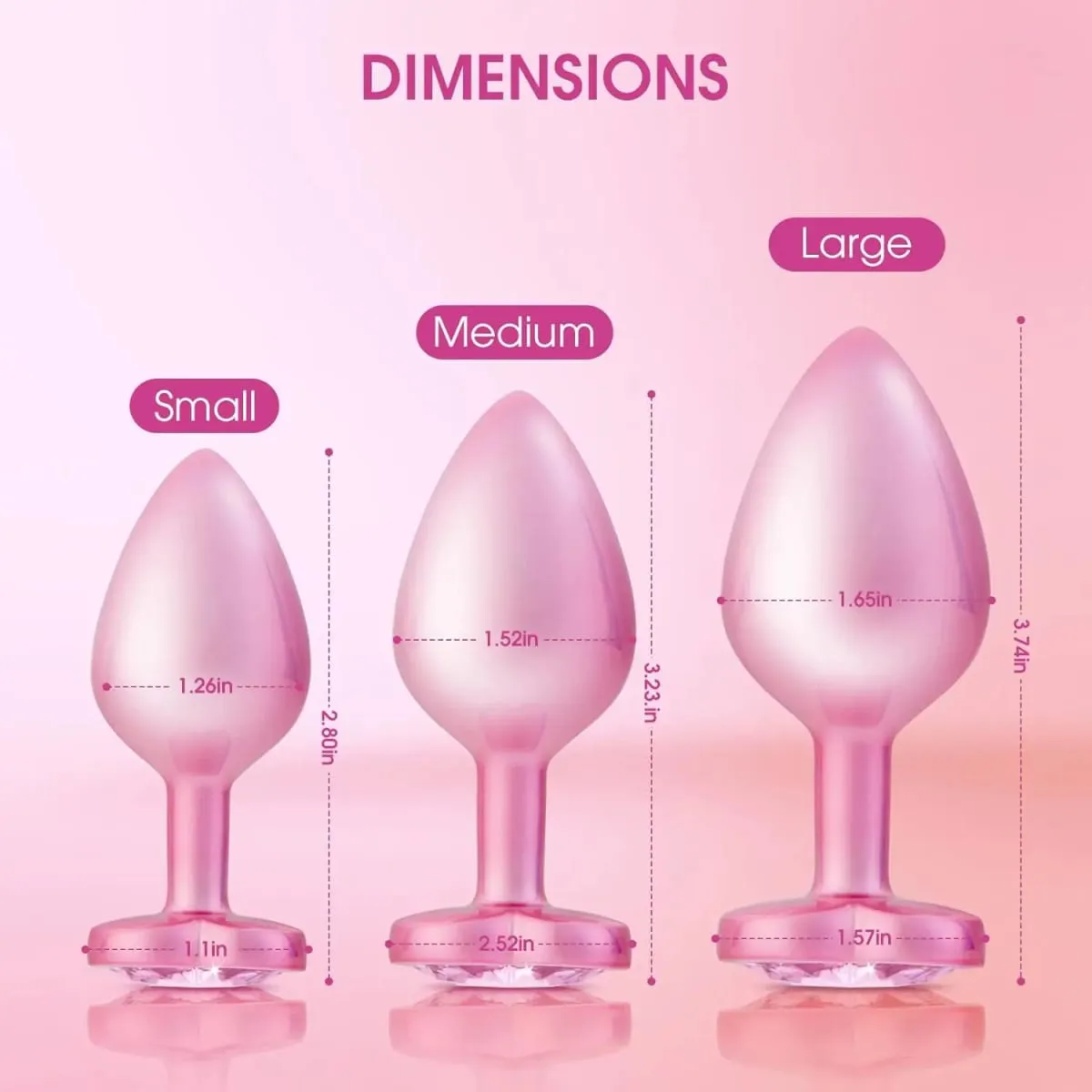 Crystal Diamond Heart Base Metal Butt Plug 3 Sizes Anal Plug Anal Trainer for Beginners Unisex Prostate Massage Adult Sex Toys