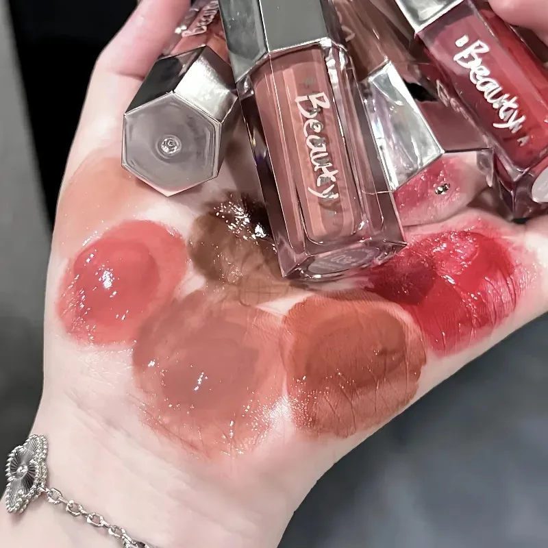 Ice Transparent Brun Lip Gloss Fugtgivende Glossy Flydende læbestift Nude Water Light Glas Spejl Lip Glaze Langtidsholdbar makeup