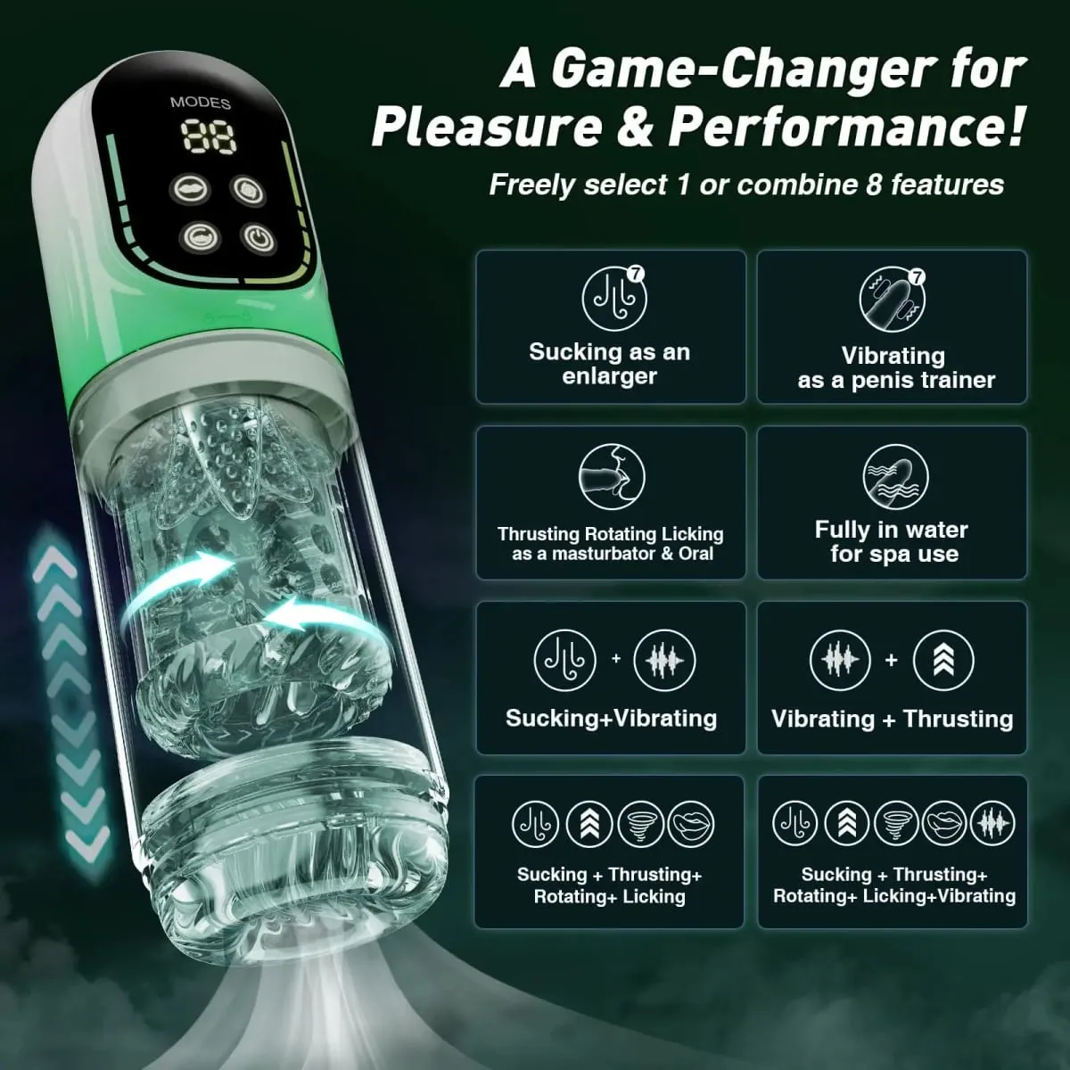 Sex Toys for Men Penis Pump AI Sync Male Pocket Masturbator with 7 Thrusting Rotating Vibrating Penis Enlarger Masturbation Cup