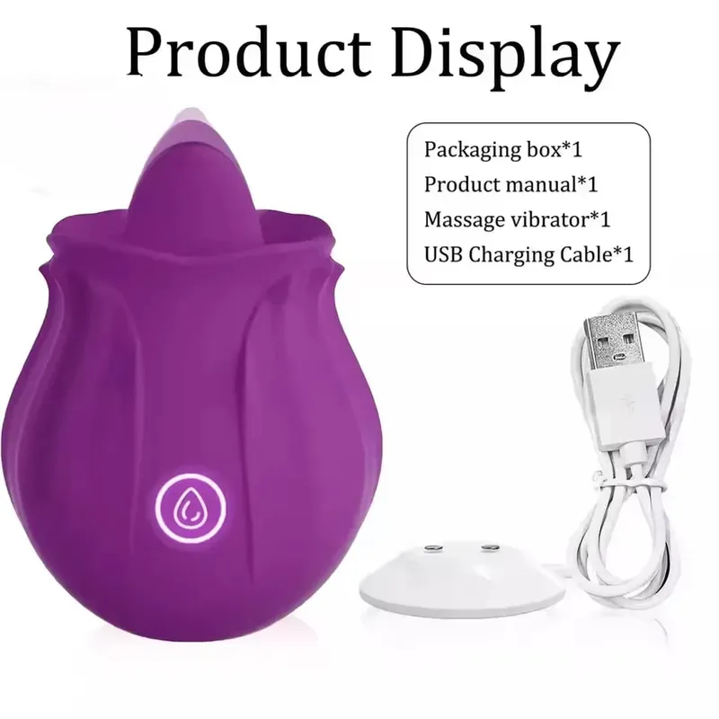 Tongue Licking Vibrator Female Powerful Vagin Massager for Women Rose Oral G Spot Clit Stimulator Masturbation Sex Toy for Adult