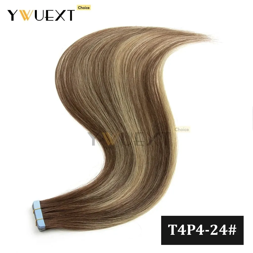20pcs/Pack Gradient Colors Tape in Human Hair Extensions Add Volume And Length for Women 30g 16-20 inches Salon Quality YWUEXT