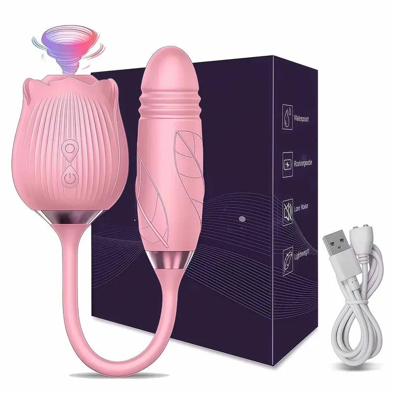 Rose Vibrator Toy for Women Clitoral Sucking Vibrator G-spot Thrusting Dildo Clit Nipple Sucker Vibrater Female Couple Sex Toys