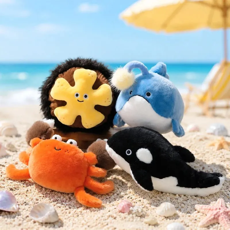 New Creative Ocean Plushies Sea Urchin Lanternfish Crab Orca Plush Throw Pillows Cute Marine Animal Decorative Cushions for Sofa