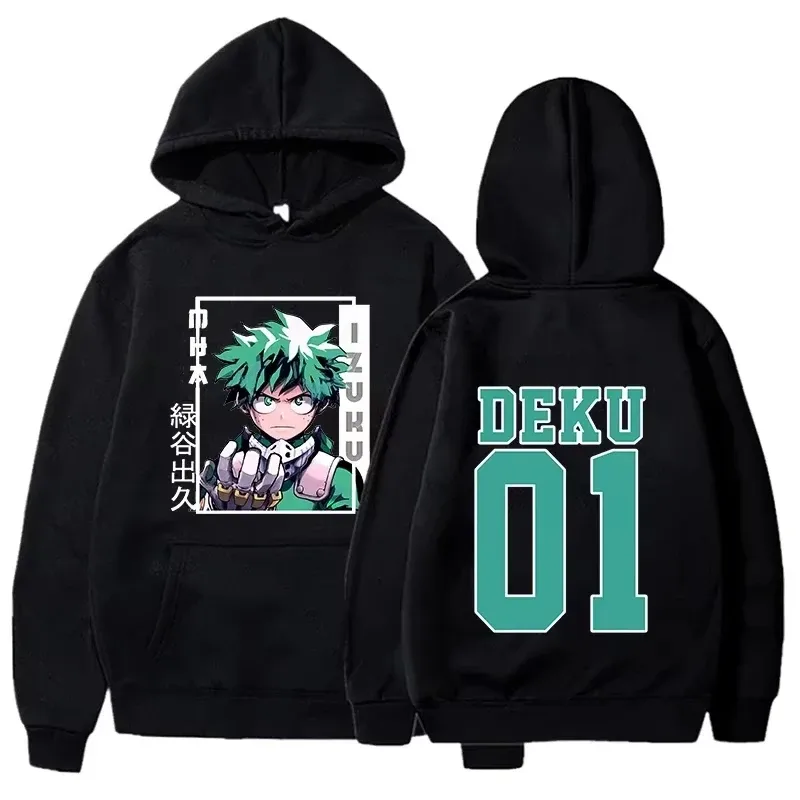 Sweat à capuche My Hero Academia Deku Anime Streetwear imprimé graphique unisexe hommes femmes surdimensionné pulls décontractés à manches longues
