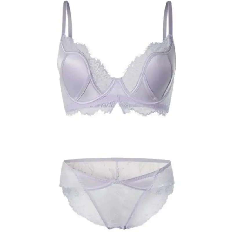 Elegant French Satin Lace Bra Sexy Push Up Minimizer Full Coverage Anti Sagging Wireless Thin Luxury Lingerie 32-38AB