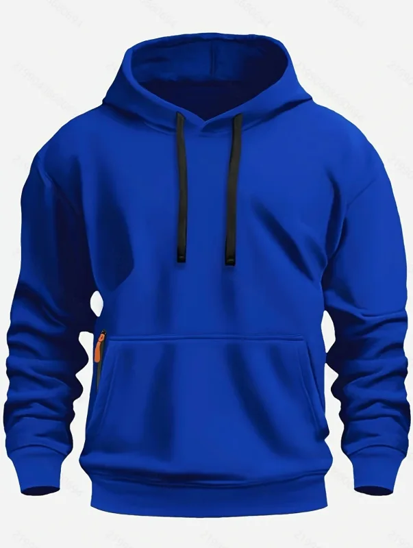 Fall/Winter New Arrival Men's Fleece Hoodie High Quality Solid Color Hooded Sweatshirt Male Fashionable Street Style Sweatshirt — image 3