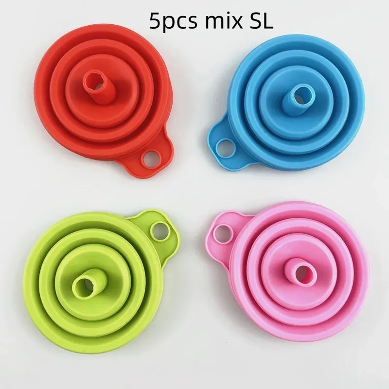 1/3/5/10 pcs S L พับซิลิโคนช่องทางสำหรับบรรจุขวดครัวซิลิโคนช่องทางพับ Gadgets ครัวน้ำมัน FILLER