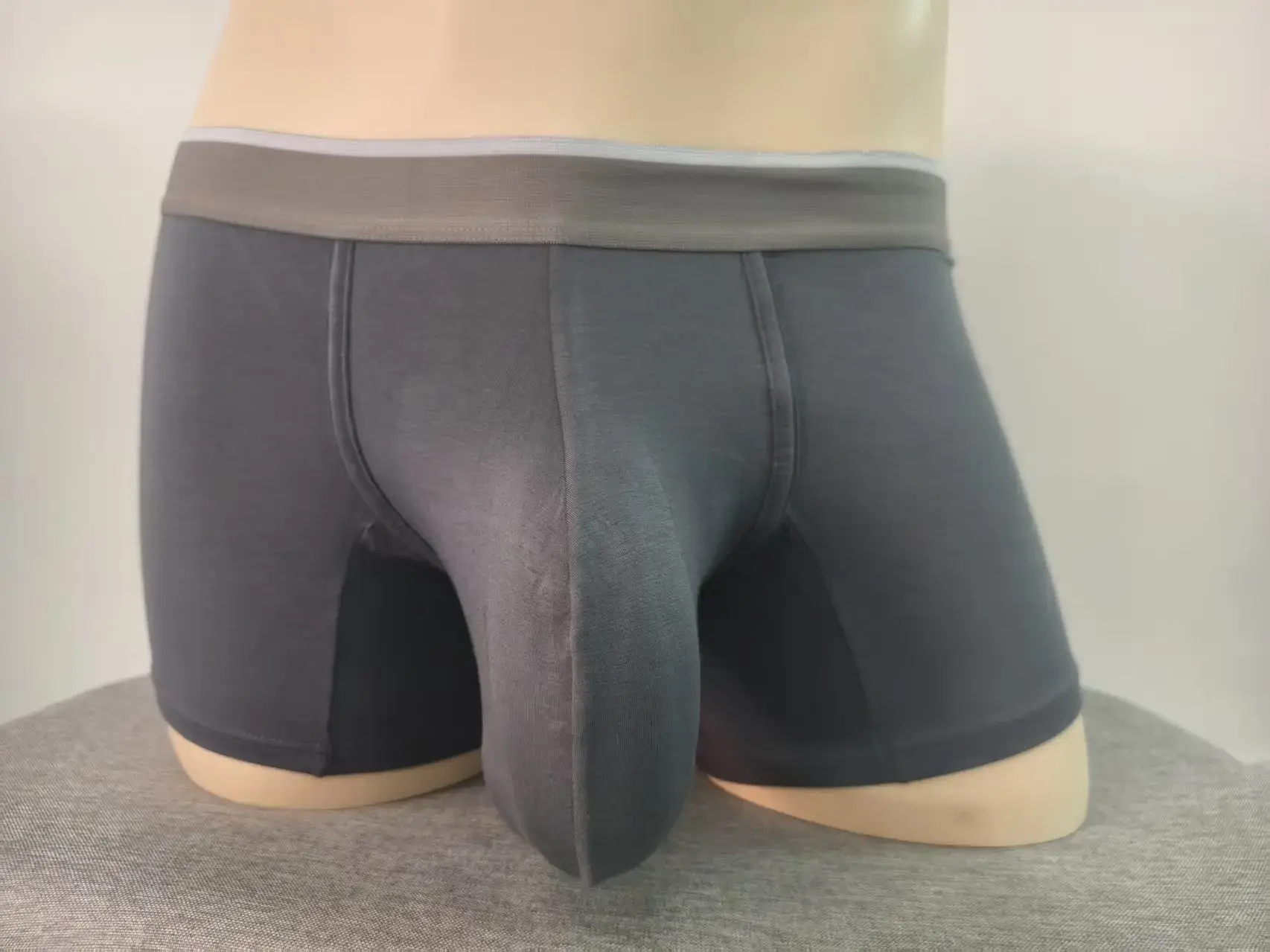 Cueca boxer masculina premium, cueca grande com bolsa extra grande, aumento de protuberância, respirável, leve, boxers masculinos