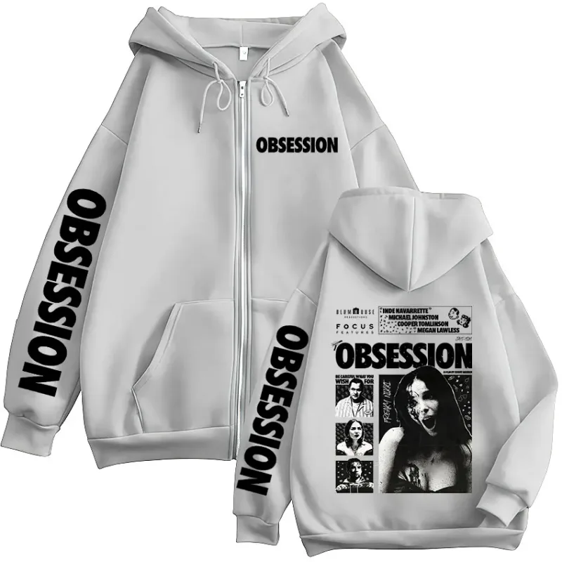 Horror Movie Obsession Nikki Zipper Hoodies Men's Women Casual Gothic Loose Long Sleeves Zip Up Hooded Sweatshirts Jackets Coats