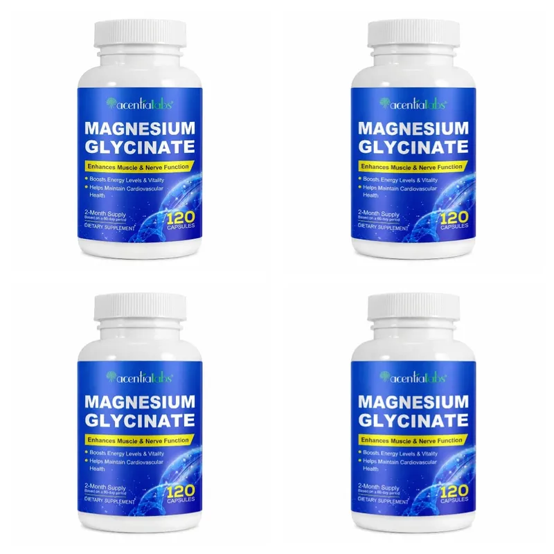 Acentiallabs Magnesium Glycinate 120 Capsules - Pure Organic Vegetarian Supports Bone Health Sleep & Muscle Nerve Support