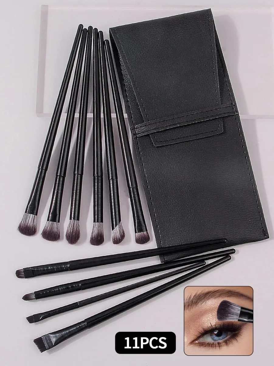 10-delt øjenmakeup børstesæt: Eyeliner øjenskygge Aegyo-sal børster med en PU læder makeup børstepose — image 3