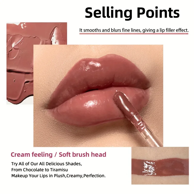 Óleo labial hidratante Crystal - brilho preenchedor e hidratante com tons coloridos para todos os tipos de pele