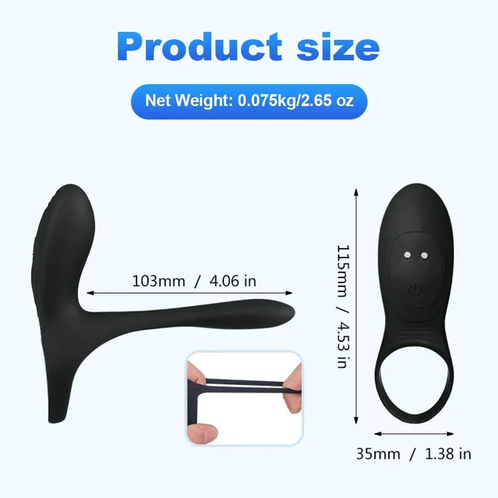Anel peniano vibrador com controle remoto sem fio, estimulação do clitóris, atraso na ejaculação, ampliação da ereção para homens, brinquedos sexuais masculinos