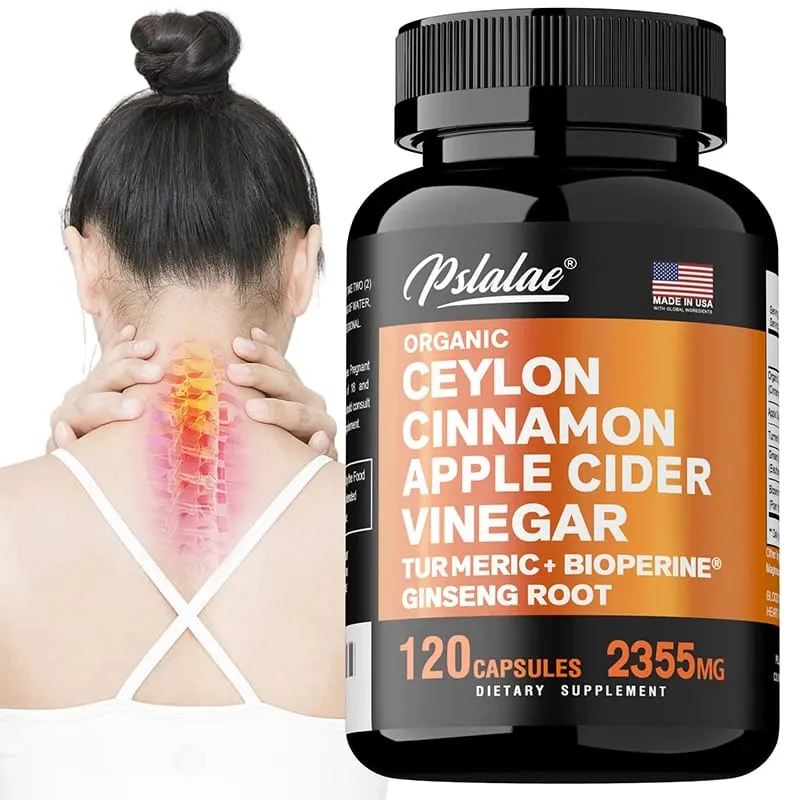 Organic Ceylon Cinnamon Capsules with Apple Cider Vinegar Turmeric Bioperine Supports Joint Brain Digestive & Heart Health