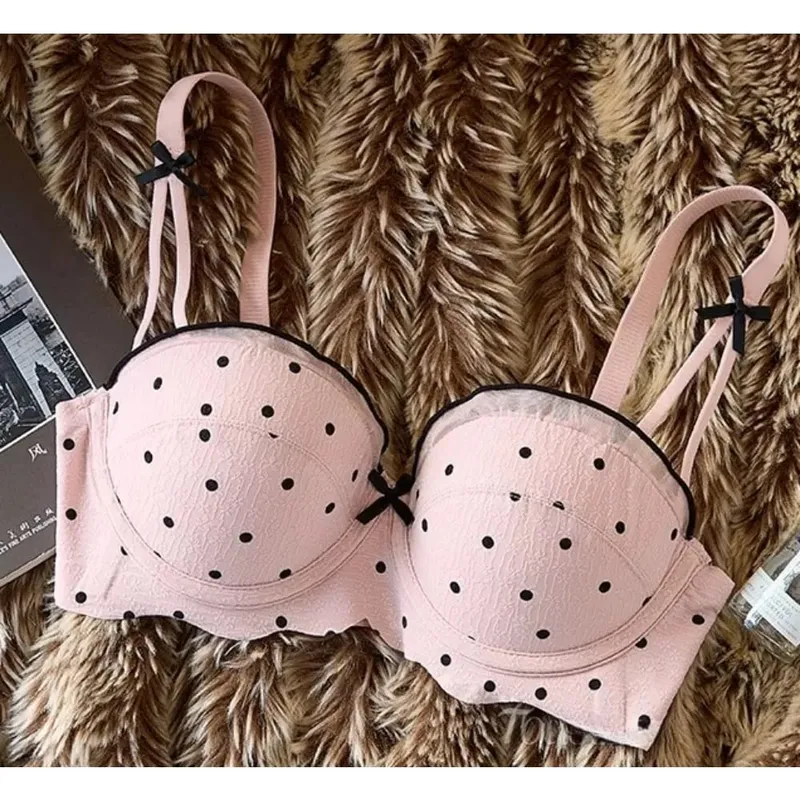 Women Lace Demi Cup Bra Set Push Up Small Bust Upper Support Anti Sagging Elegant Back 2Pcs Intimate Lingerie Daily Underwear