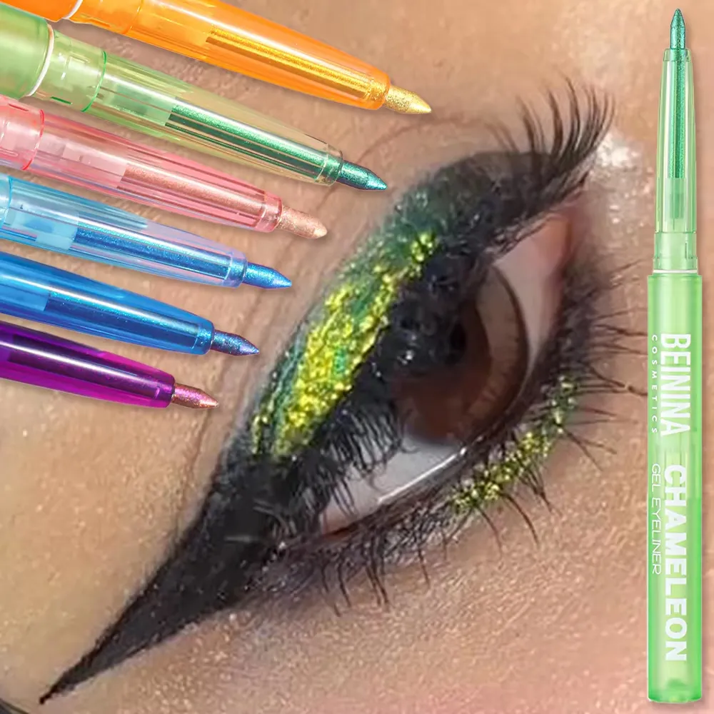 Metallic Chameleon Gold Eyeliner Gel Pen Pearlescent Polarized Glitter Green Inner Eye Liner Shiny Multicolor Soft Eyes Pigment