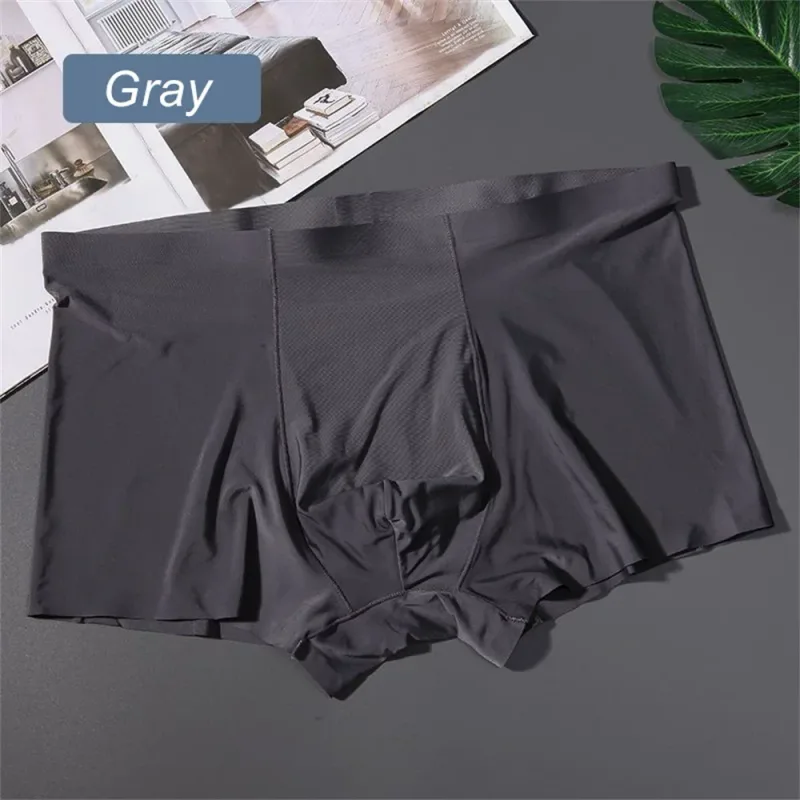 3PCS 고품질 남자의 얼음 실크 속옷 여름 얇은 통기성 원활한 팬티 섹시한 남성 속옷 플러스 크기