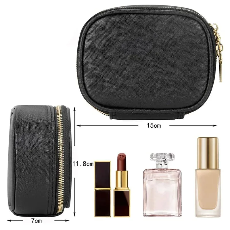 Portable Comestic Tools Storage Bag with LED Mirror Small Makeup Bag with 3 Light Modes Orangizer for Brushes and Lipstick