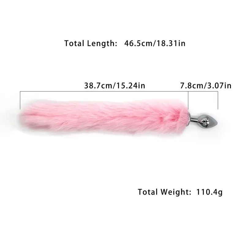 Metal Anal Plug with Long Fluffy Tail – Fox Tail Butt Plug for Cosplay Role Play BDSM Adult Toy