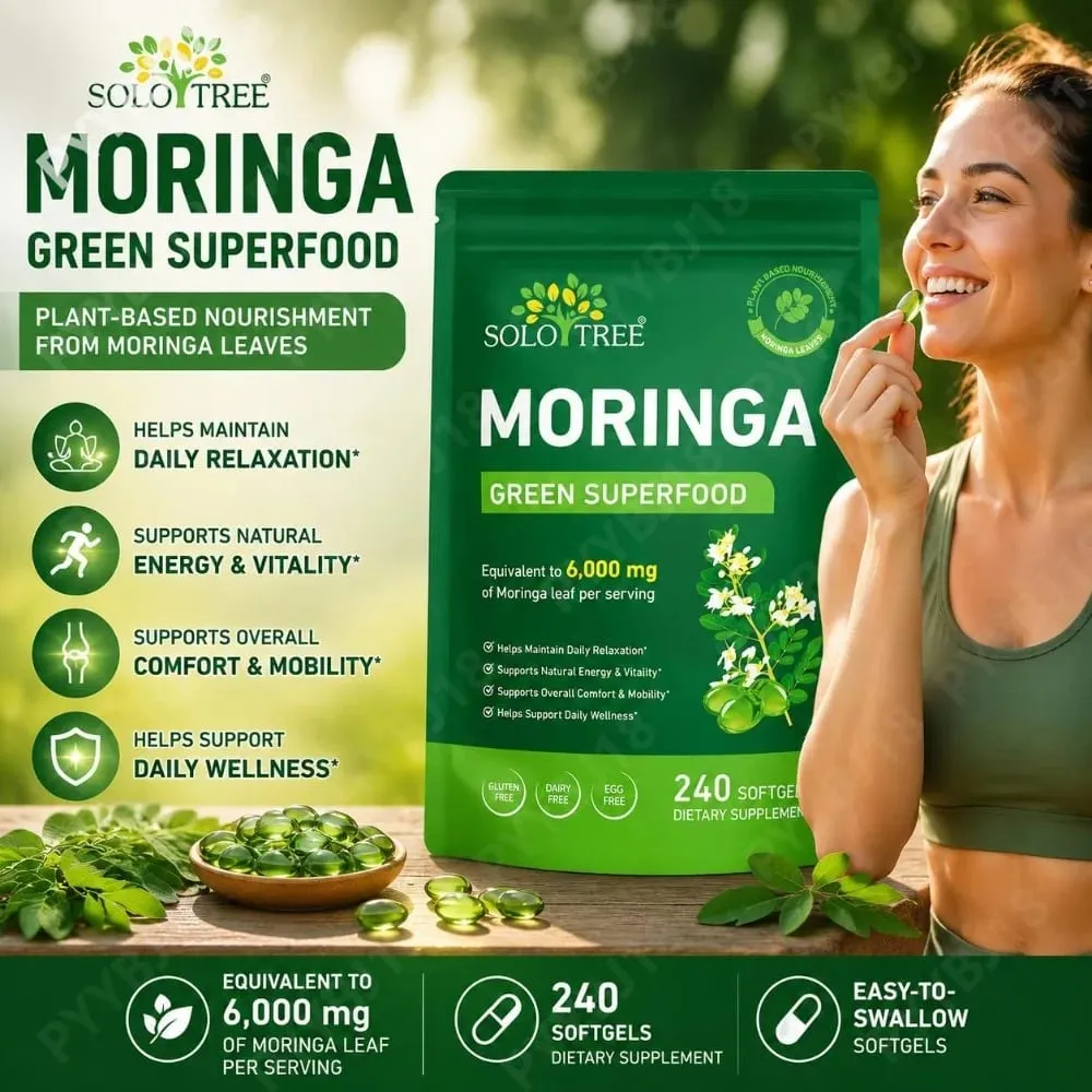 Moringa Leaf Softgels 6000 Mg Equivalent Per Serving for Daily Relaxation Natural Energy Vitality & Comfort Support 240 Softgels