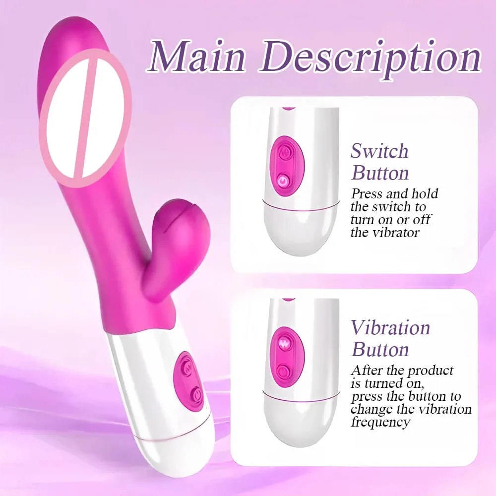 G Spot Silicone Rabbit Vibrator with Dual Vibration Clitoral Stimulator 10 Speed Adult Sex Toy for Women