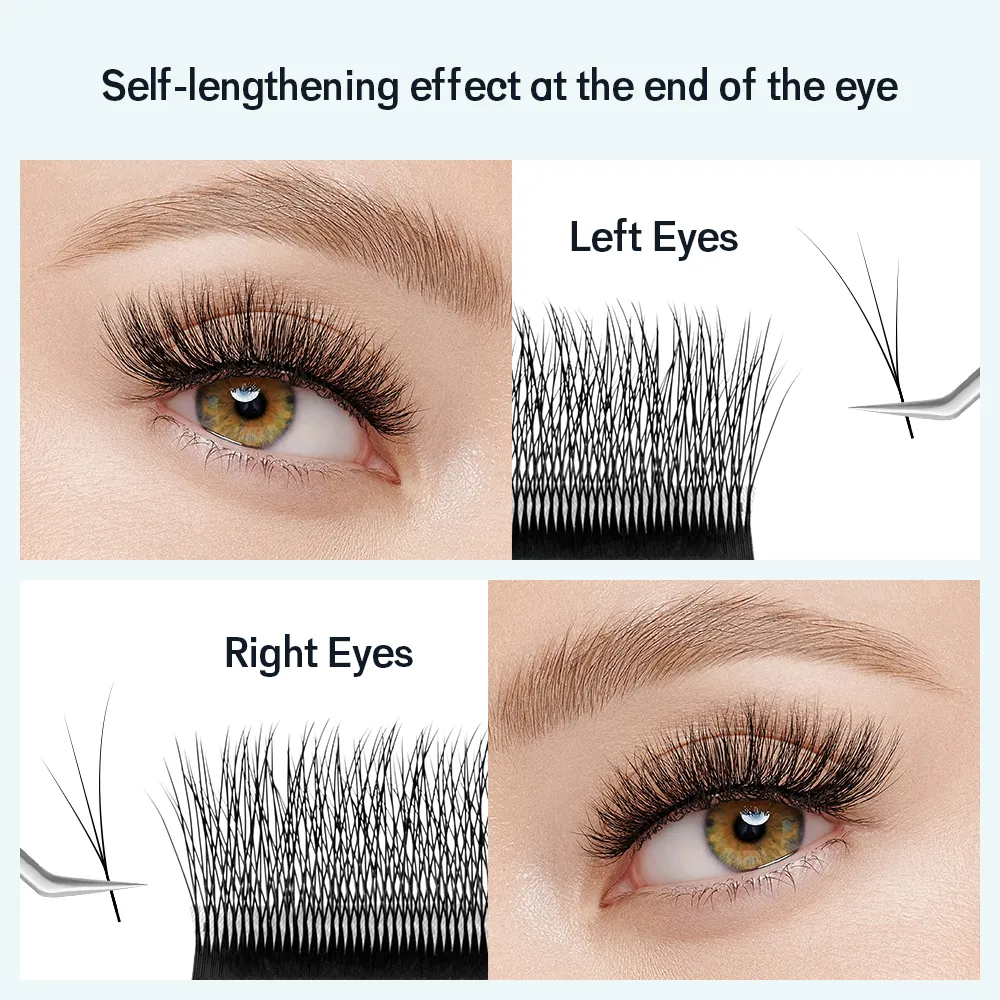 FOX 3D~5D W-Shaped Eyelash Extension Cat Eye Long Tail Premium Natural Lightweight Volume Fox Eye Lashes Makeup Tool