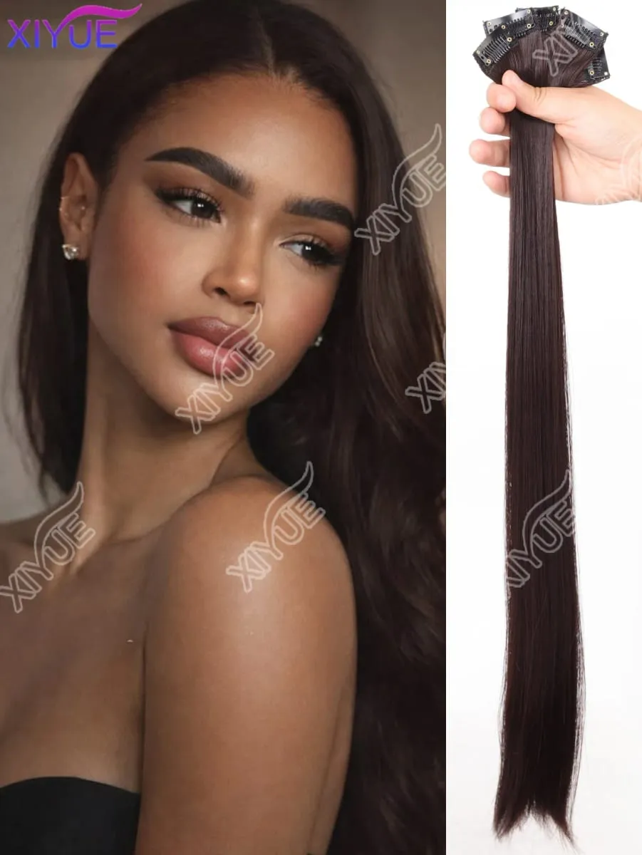 24 inch synthetic hair extension Wig patch invisible seamless for women 5-piece set straight to increase hair volume — image 9