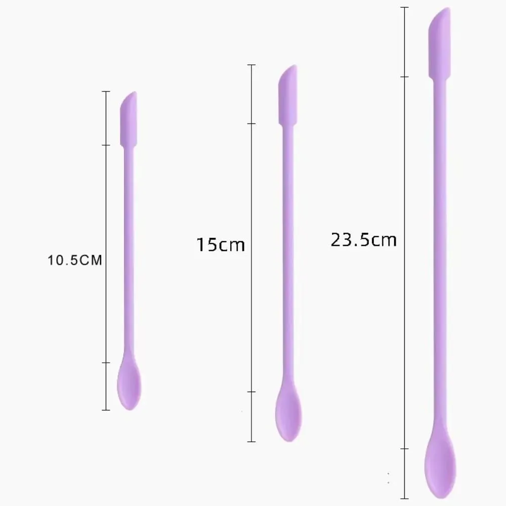3pcs Portable Mini Silicone Scraper Double-head Lengthened Face Mask Brush Soft Jam Scraping Spoons Makeup Brushes Set