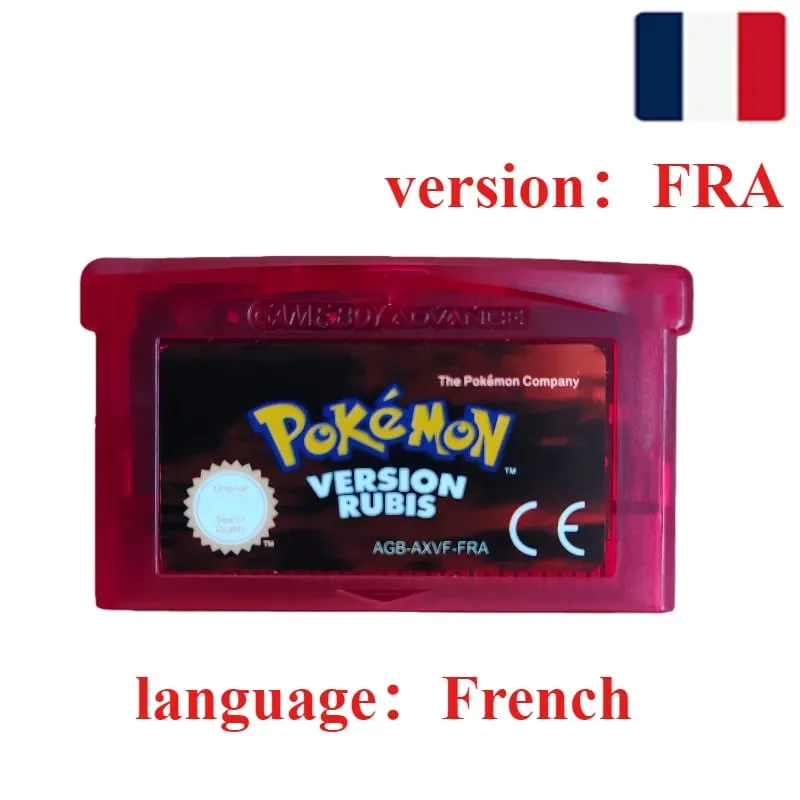 FRA Version French Pokemon Series 32 Bit Video Game Cartridge Emerald FireRed Leafgreen Ruby Sapphire GBA Game Card Toy Gift