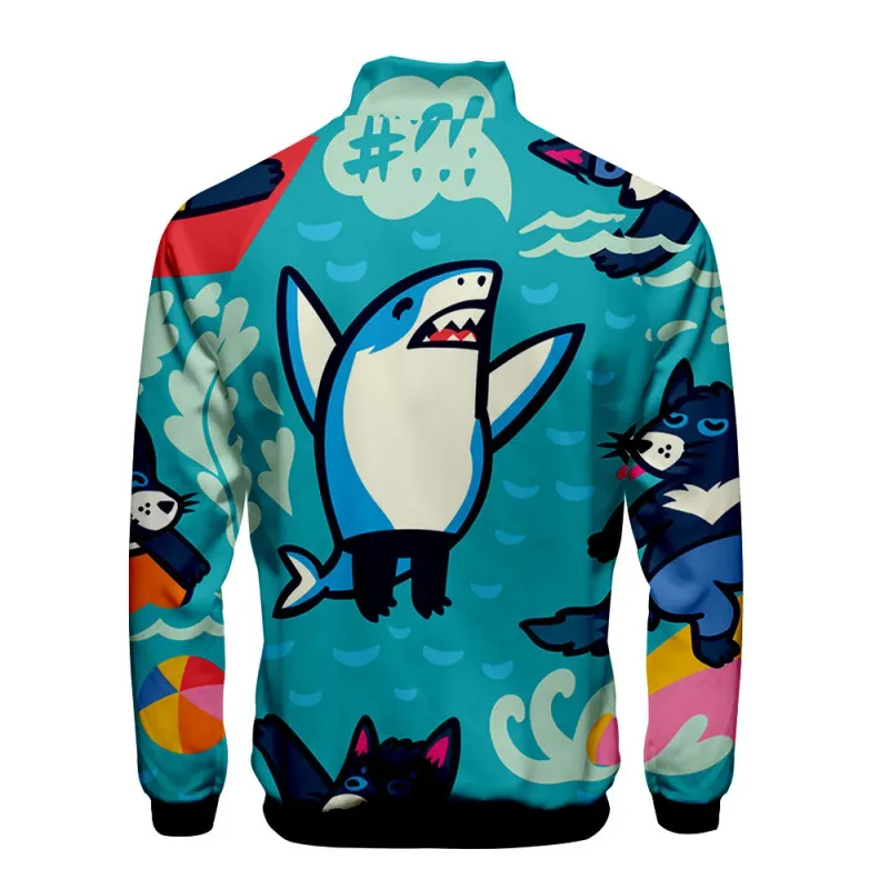 Popular Marine animals dolphin 3D Print Zipper Raglan Jacket Windbreaker Boys/Girls Comfortable Stand Collar Jackets Coats
