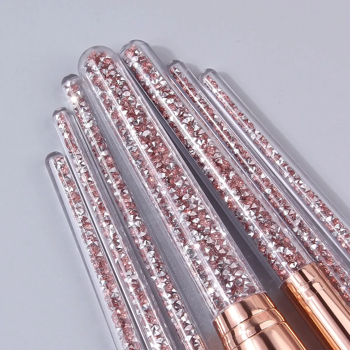 7PCS Pink Crystal Makeup Brushes Set Rose Gold Handle for Foundation Eyeshadow Blush — image 6