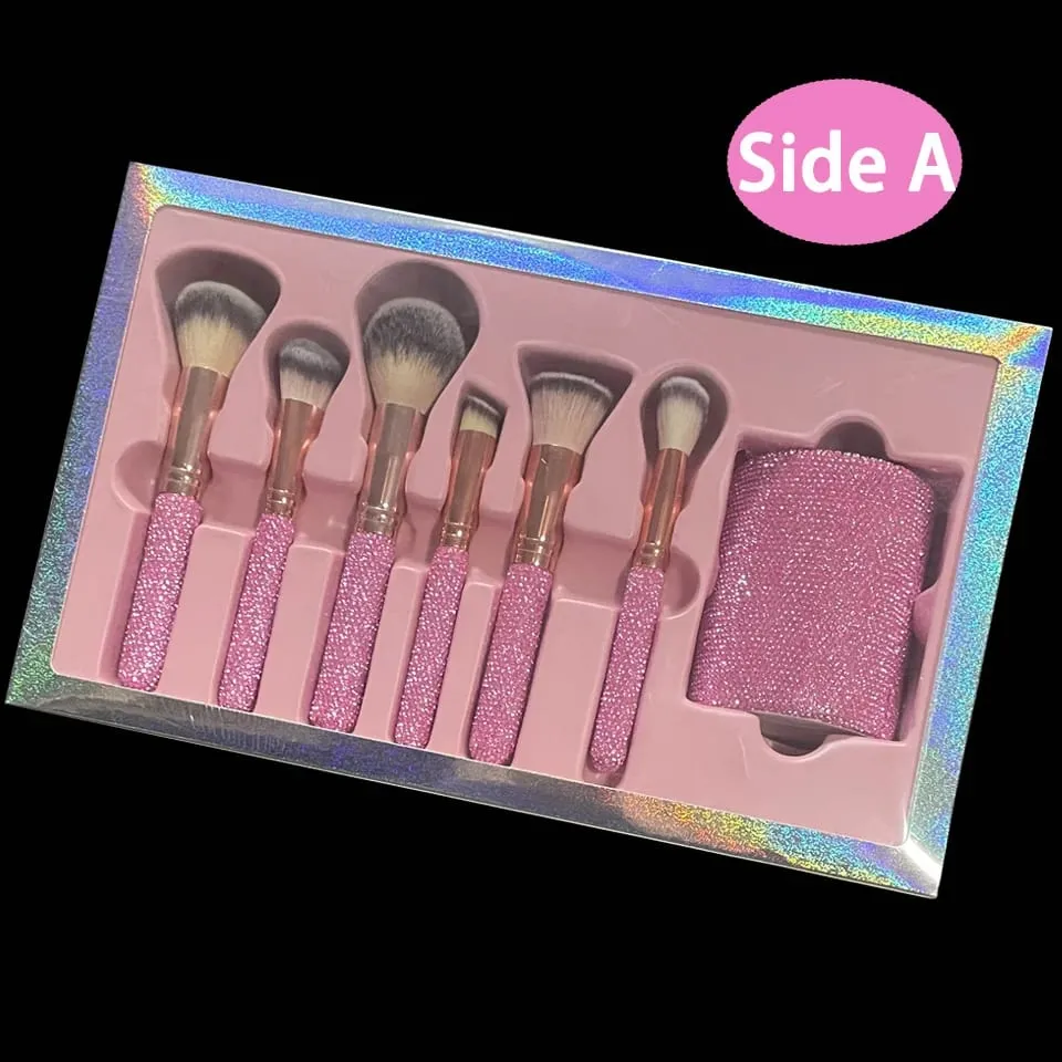 Glitz and Glam Brush Set 22pcs Bundle RHINESTONE Glam Brush Set Bling Makeup Brushes Diamond MakeupBrush Storage Bucket with box