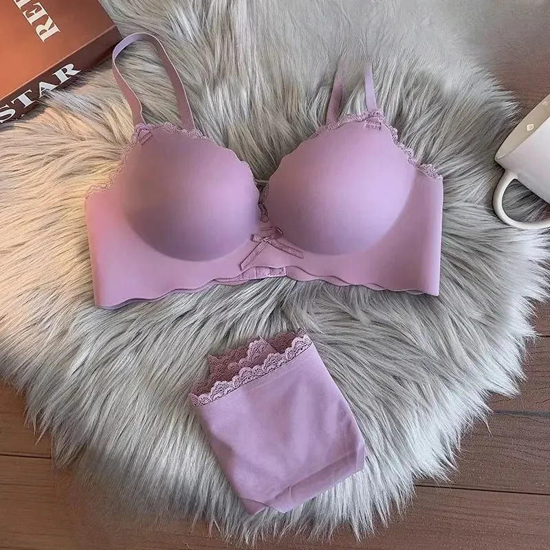 Hot Selling Ladies Push Up Bra Set Seamless Wireless Support Anti-Sagging Comfort Lingerie S-XL for Young Women Soft Daily Wear — image 2