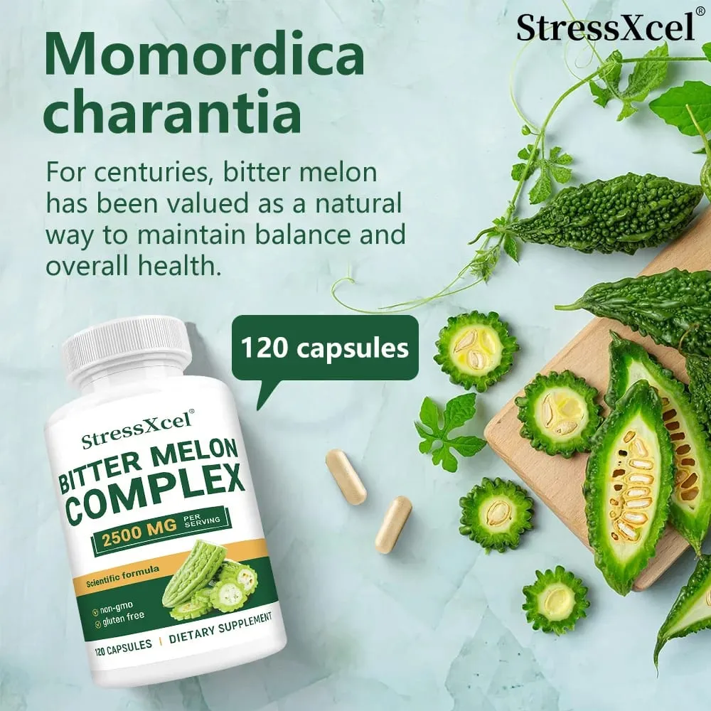 Bitter Melon Extract 2500mg Capsules Supports Blood Sugar Balance Metabolism Digestion Metabolism Skin Health & Detox