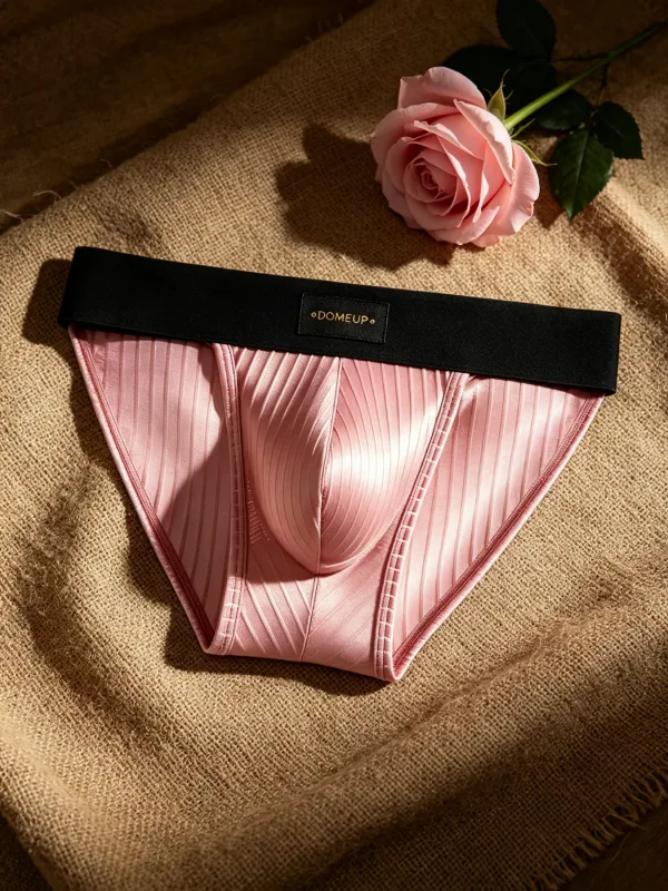 Men Underwear Shiny Striped Triangle Briefs Front Bulge Pouch Sexy Low Rise Slim Fit Daily Mens Underpants DP915