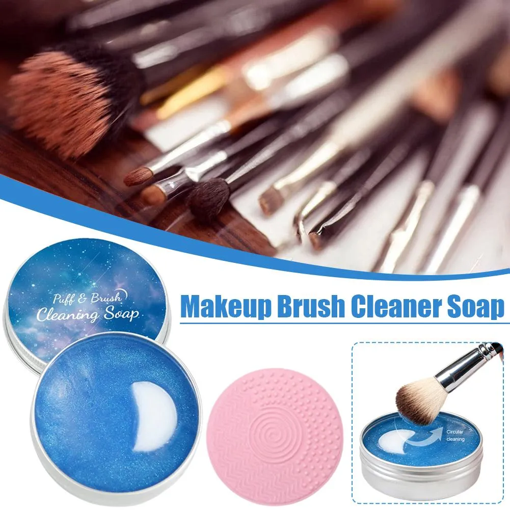 Makeup Brush Cleaner Soap with Silicone Mat Deeply Cleans Waterproof Makeup for Synthetic & Natural Makeup Brushes & Sponges