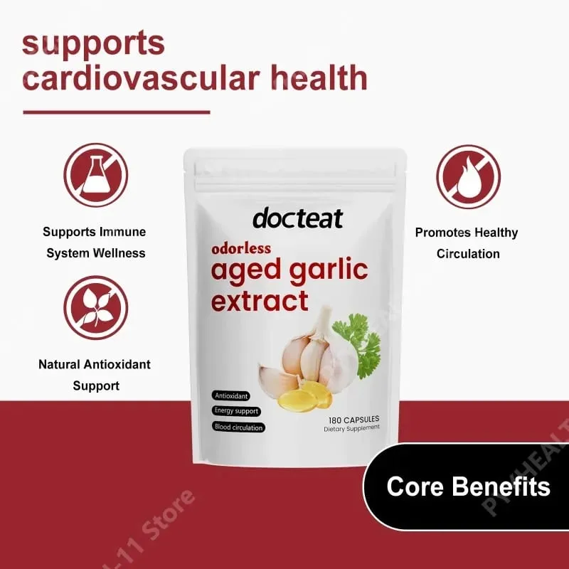 Capsules d'huile d'ail sans odeur, extrait d'ail âgé de 2 ans, gélules molles, soutient la santé cardiaque immunitaire, stimule l'énergie et le pouvoir antioxydant