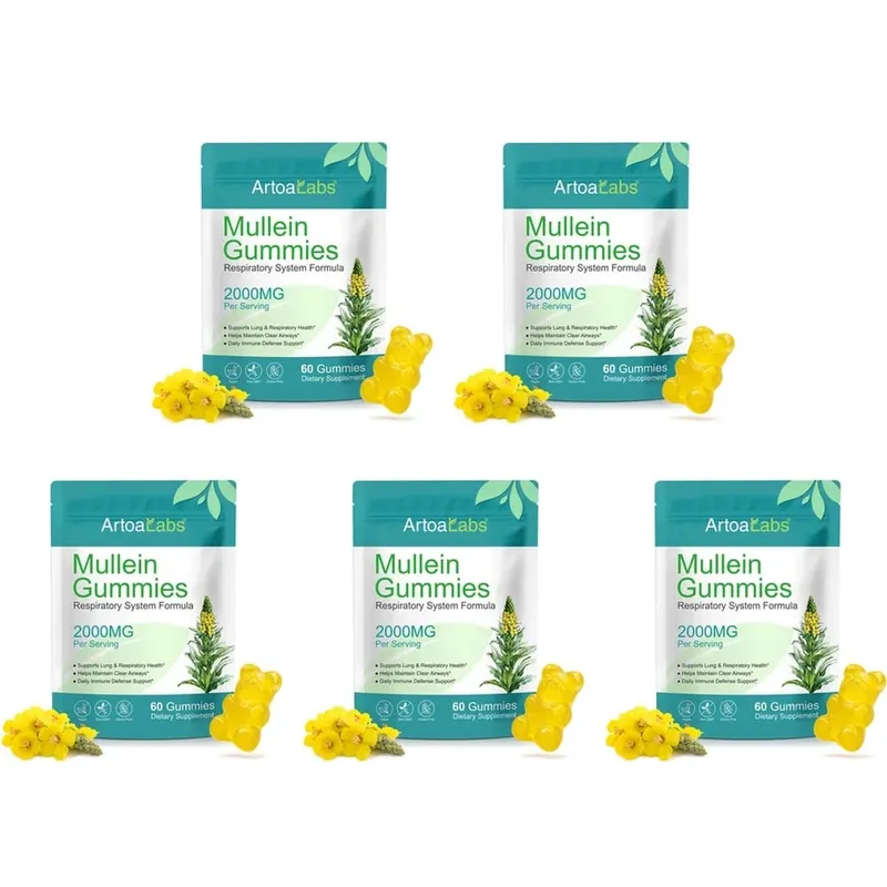 ArtoaLabs Mullein Gummies 2000mg 50:1 Extract for Respiratory Health & Clear Airways Supports Daily Immune Defense 60 Gummies