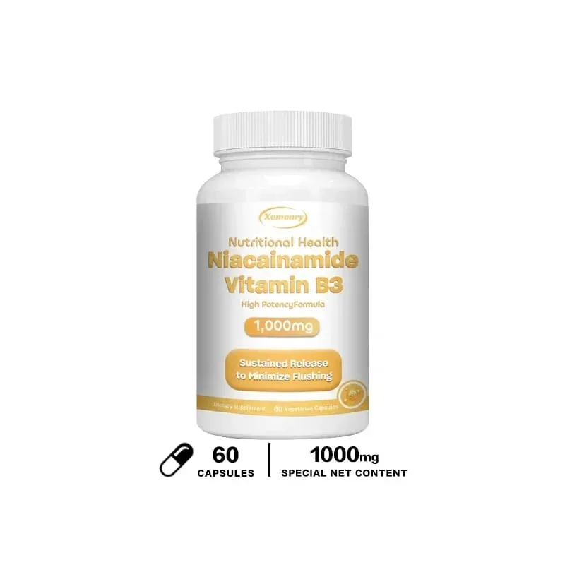 Niacinamide Vitamin B3 Capsules - Supports Brain Function and Heart Health Boosts Energy Production and Enhances Immunity