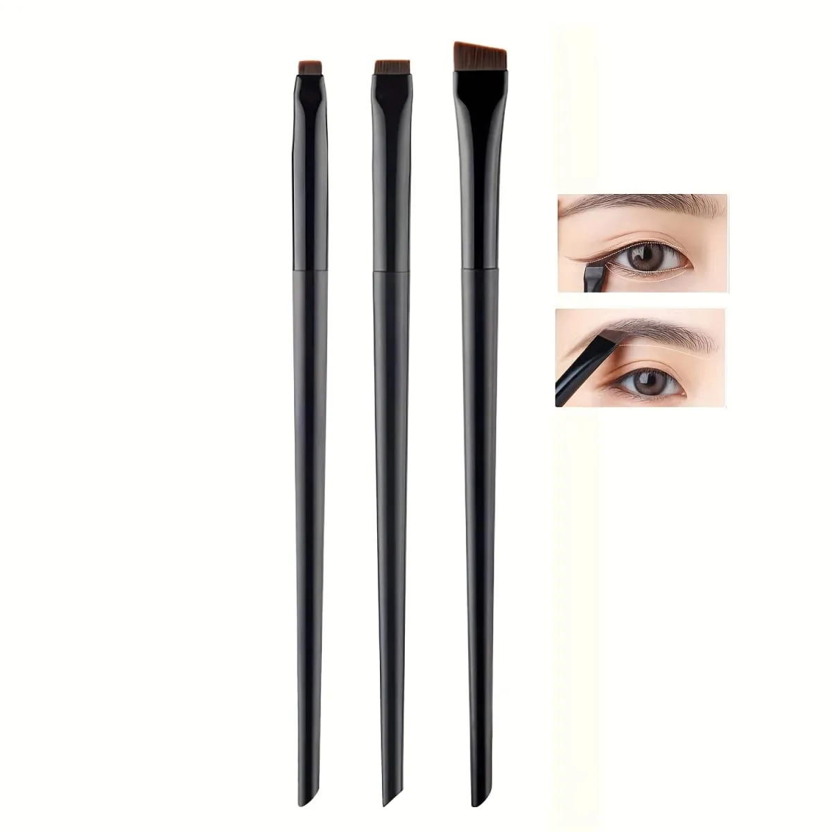 3pcs Makeup Brush Set Blade eyeliner brush fine oblique head eyebrow brush outline eyeliner ultra-thin eye shadow brush makeup b