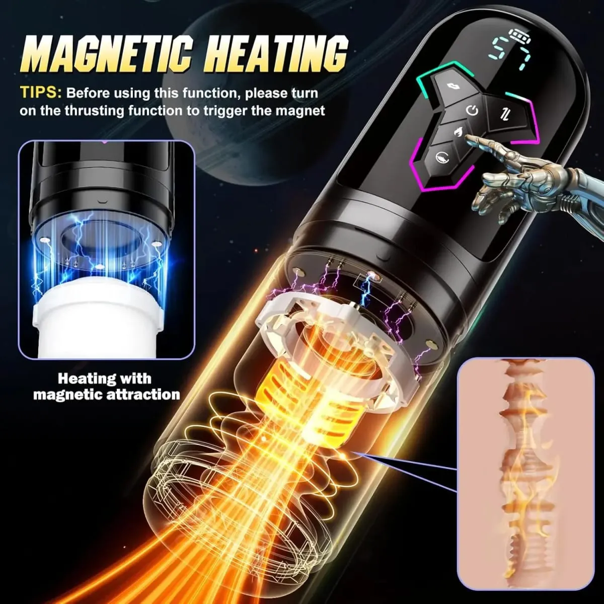Automatic Telescopic Male Masturbator 5 IN 1 Mode Penis Pump Sucking Vibrating Sex Machines LCD Display Sex Toys for Men