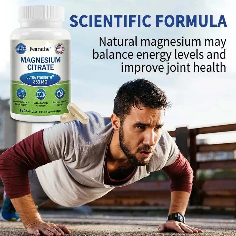 Magnesium Citrate Capsules Highly Absorbable Nutritional Supports Relaxation Sleep Bone Heart Nerve Muscle & Metabolism