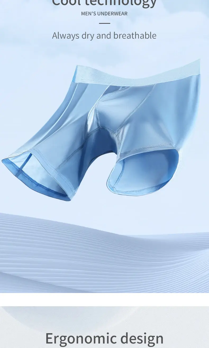 Panlalaking ice silk sports underwear panlalaki sa tag-araw na manipis na suot na binti tumatakbo makahinga malaking sukat pinalawig na pagsusuot ng crotch boxers