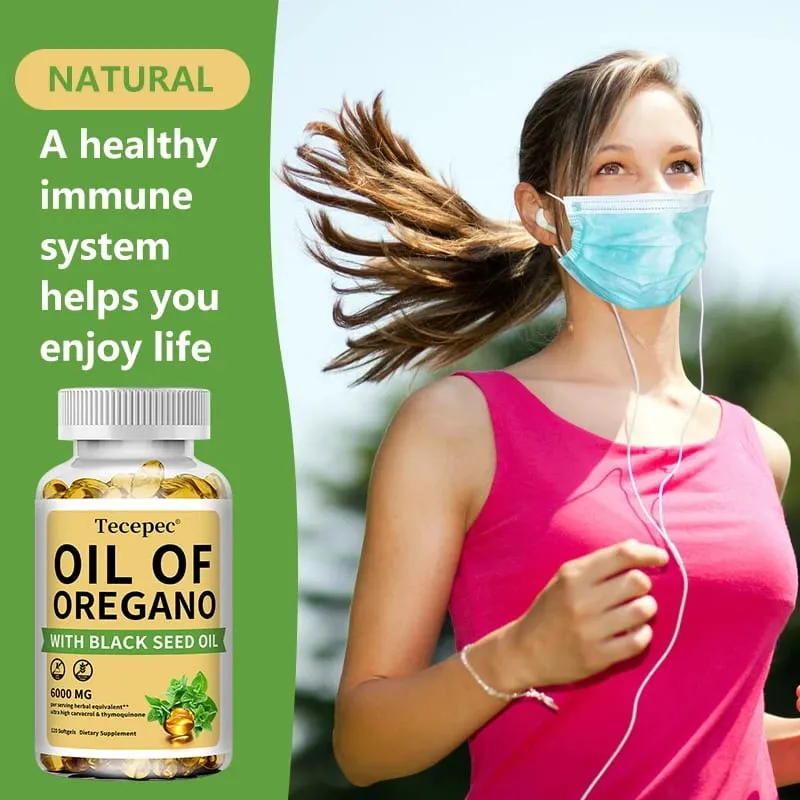 Oil of Oregano with Black Seed Oil 2 in 1 Oregano Supplement for Immune Health Digestive Health Non-GMO