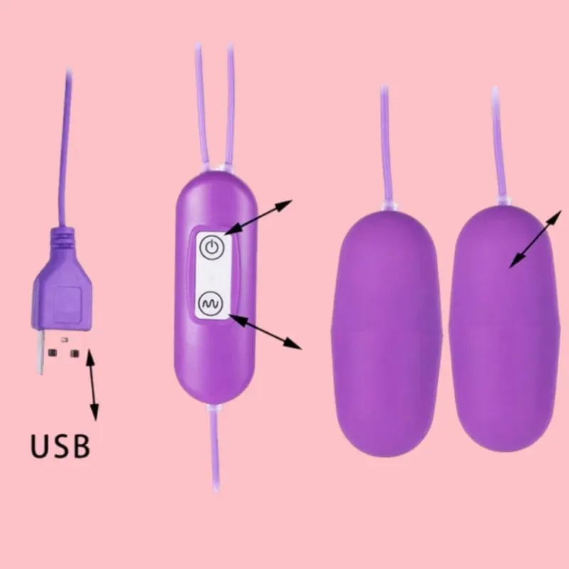 Powerful Double Vibrating Bullet Egg G Spot Clitoral Stimulator USB Rechargeable Waterproof Sex Toy for Women