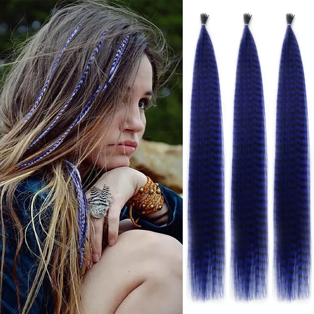 30roots farbige synthetische Feder-Streifen-Haarverlängerung, 40,6 cm, I-Spitze, Party, Cosplay, für Musik, Festival, Halloween, Weihnachten — image 11