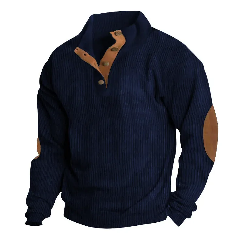 Men's Cargo Sweatshirt American Splicing Patch Pullover Men's Outdoor Jacket Corduroy Casual Long Sleeve Sweatshirt