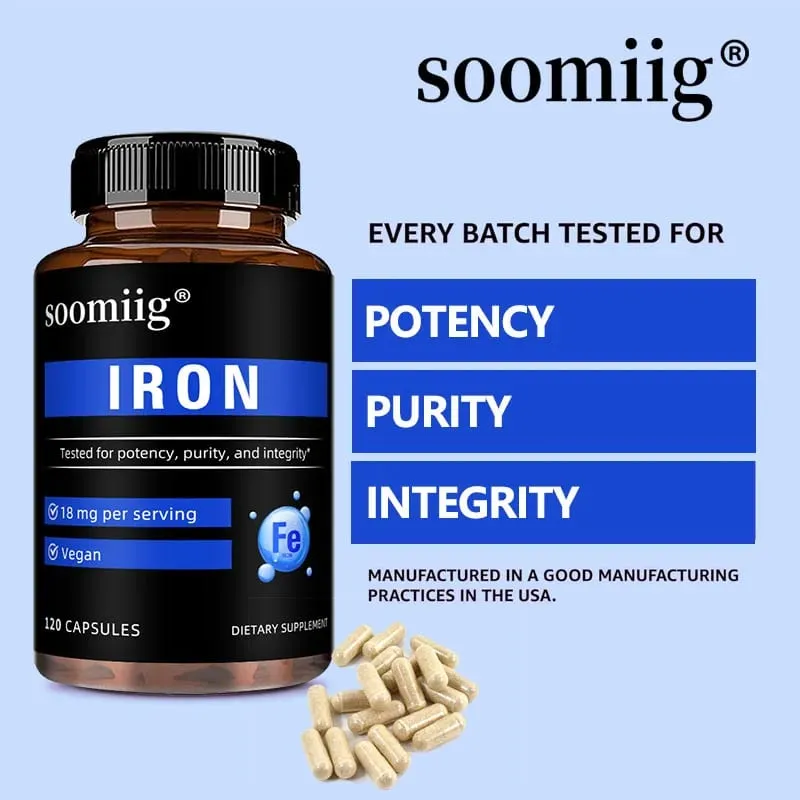 Iron Capsules High Absorption Daily Iron Supplement Support Energy Focus & Body Wellness Immune & Red Blood Cell Health